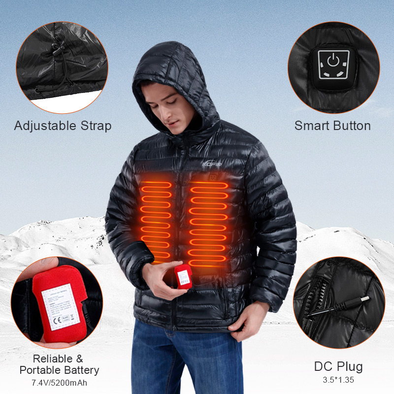 Heated down jacket